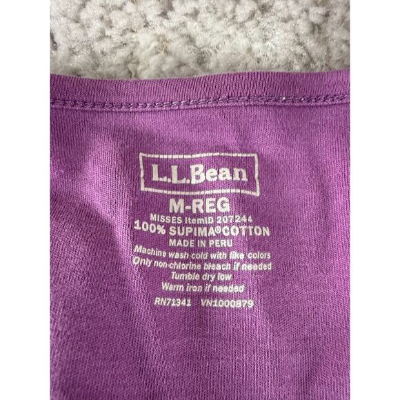 LL Bean Size M Supima Cotton Minimalist Casual Top Purple Long Sleeve Pullover - Picture 6 of 7